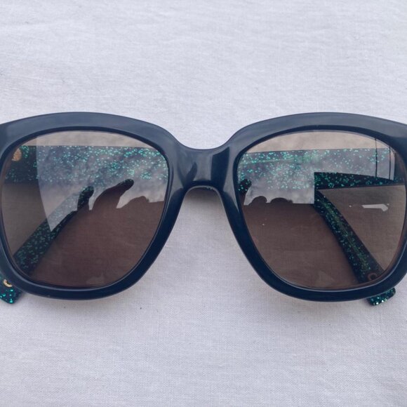 Marc Jacobs Sunglasses 229/S 2PO3J/SP Black Green Glitter Square Black Lenses - Picture 3 of 15